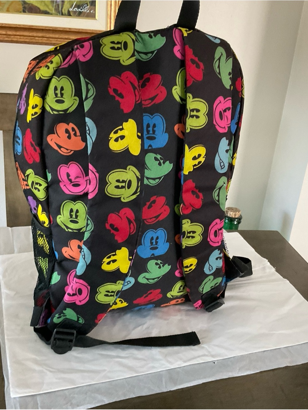 Disneyland Resort Mickey Mouse Faces Backpack Rainbow Embroidered Multicolor Zip - Picture 8 of 12